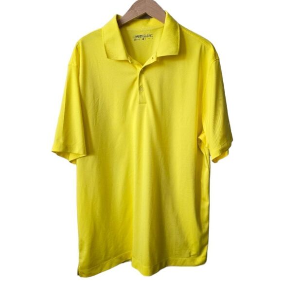 Nike Mens Polo Shirt Golf Dri-FIT Size XL Yellow Performance Short Sleeve - Picture 1 of 3